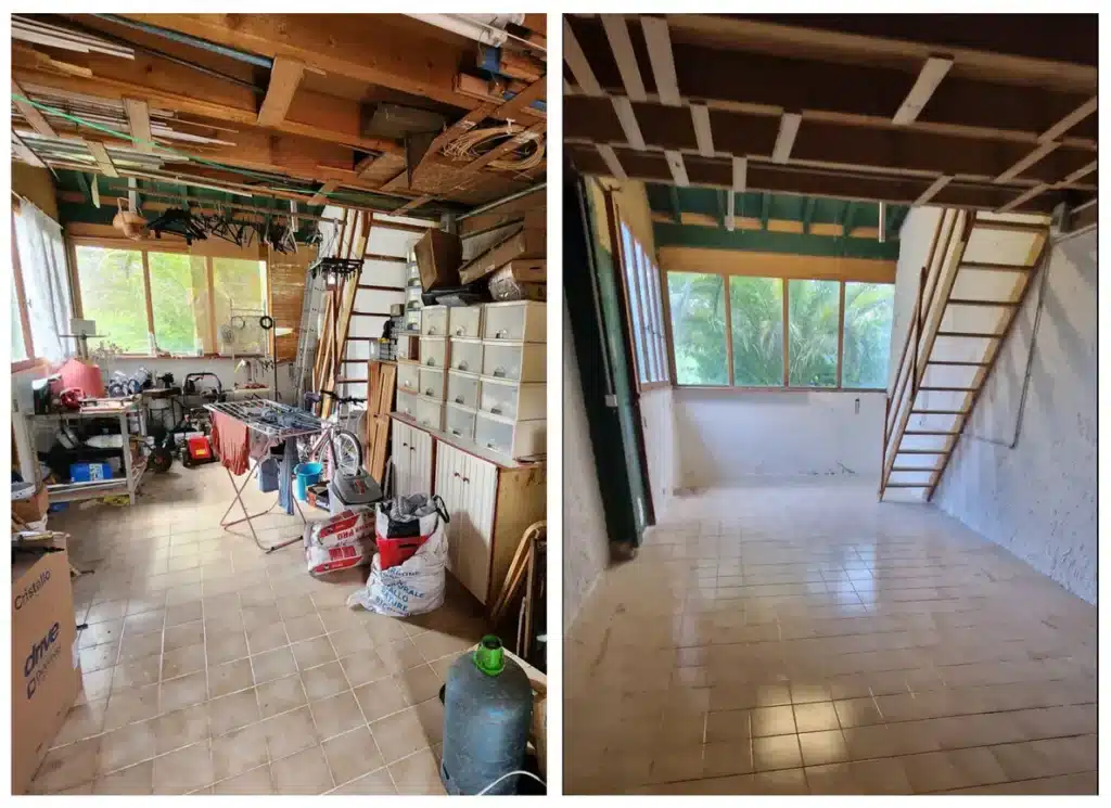 Équipe de nettoyage professionnel dans un appartement vidé après déménagement
